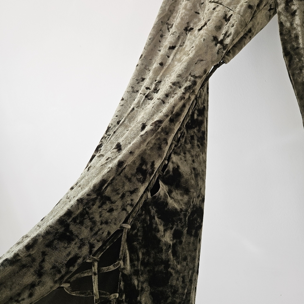 Camila Coelho Olive Green Crushed Velvet One Sleeve Maxi Dress NWT - Picture 9 of 13